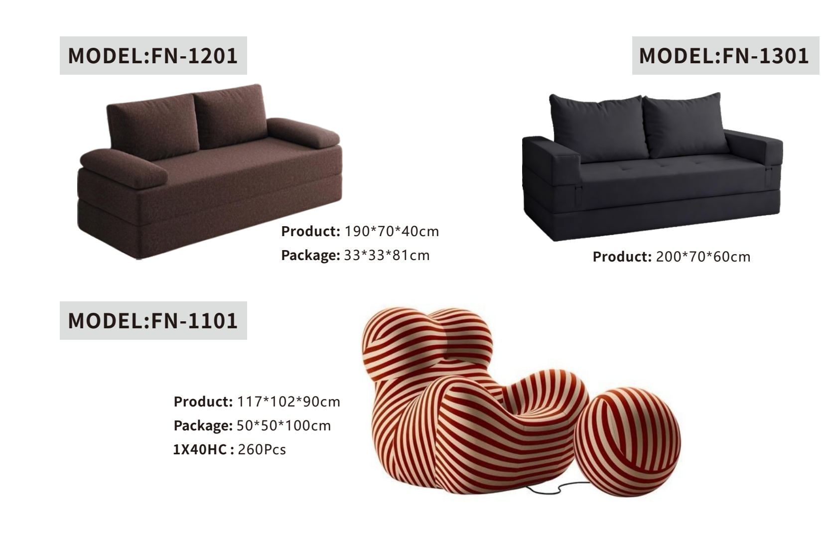 Sofa models, product line FN
